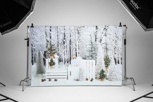 Forêt de neige d'hiver Cabane en bois Scénique <span class=keywords><strong>Fond</strong></span> d'écran personnalisé Décoration de fête du Nouvel An Photomaton <span class=keywords><strong>Fond</strong></span> d'écran de <span class=keywords><strong>studio</strong></span> - Product Image 3