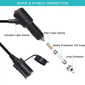 ที่จุดบุหรี่ในรถยนต์สำหรับงานหนัก12-24V ปลั๊กตัวผู้กับตัวเมีย - Product Image 5