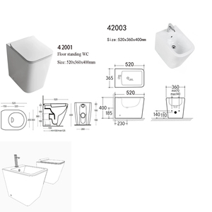 Inodoro y bidé combinados de cerámica blanca, monobloque, para hotel y hogar, modelo Verde Mat Hung, para baño y cocina. - Product Image 6