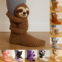 Chaussettes d'animaux de Noël en tricot, motif crocodile, antidérapantes, chaudes, en mélange de polycoton, thermiques, pour la maison et le sommeil, pour femmes et hommes