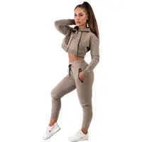 Women's Full Zip Hoodies and Sweatpants Set, Custom Joggers