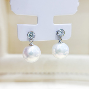 S925 Silver DIY Pearl Accessories Fashion Silver Jewelry Earnail with 9-13mm Round Beads 22130-Empty Stand for <b>Earrings</b> - Product Image 3