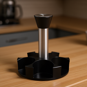 Étagère à épices rotative à un niveau Myrva, support de rangement de cuisine circulaire en métal, design moderne, type sur pied - Product Image 2