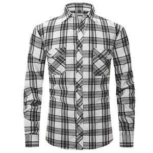 Camisa de Manga Larga a Cuadros, Corte Slim Fit, Casual, Primavera, Ecológica, Transpirable, Antiarrugas, Teñida con Hilo, Antireducción, con Doble Bolsillo - Product Image 1