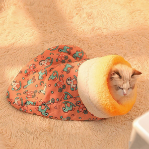Luxe hiver lit pour animaux de compagnie lavable en peluche couette pour petits chiens et chats solide motif sécurité sac de couchage-Vente en gros - Product Image 3