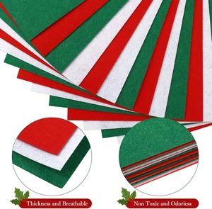 Tela de fieltro suave de 1 mm de espesor, hojas de fieltro de color rojo, verde y blanco de <span class=keywords><strong>Navidad</strong></span> para vacaciones, manualidades DIY, arte de costura, decoración de <span class=keywords><strong>Navidad</strong></span> - Product Image 2