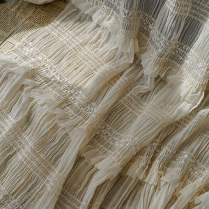 Venta directa tela <span class=keywords><strong>de</strong></span> crepé bordado no elástico con línea <span class=keywords><strong>de</strong></span> rayas con ribete <span class=keywords><strong>de</strong></span> <span class=keywords><strong>volantes</strong></span> para prendas <span class=keywords><strong>de</strong></span> mujer - Product Image 2