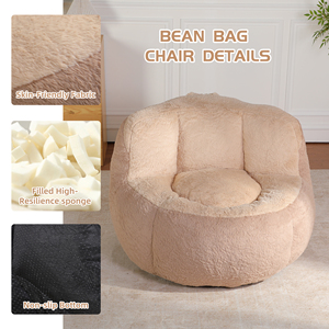Fauteuil pouf ergonomique surdimensionné rond, canapé pouf individuel en tissu doux pour usage intérieur à la maison - Product Image 3