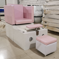 Base en bois banc de pédicure en cuir rose station de pédicure moderne massage spa des pieds