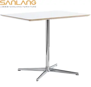 Moderne billige Food Court Ess-Sets Doining Coffee Desk Bücher Holz Edelstahl Tischbeine mit Laminat Großhandel Stuhl