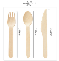Kit de couverts en bois personnalisé 160mm couteau cuillère fourchette avec boîte de présentation pour le service alimentaire et la vente au détail