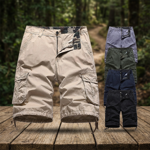 Nuevos pantalones cortos cargo para hombre, de color liso, con múltiples bolsillos, hasta la rodilla, 100% algodón tejido, cintura media, cierre de cremallera, estilo casual digital. - Product Image 3
