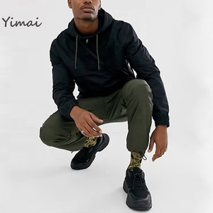 Pullover in testa da uomo personalizzato giacca a vento impermeabile in poliestere firmata giacca con mezza Zip in nero - Product Image 3