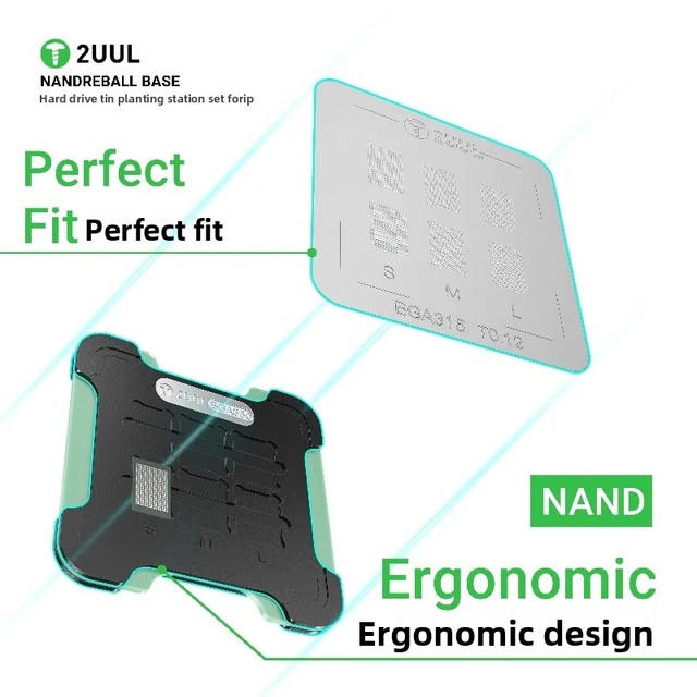 2UUL BH16 Metal Magnetic Dual-Sided NAND Reballing Platform Set Case Packaging EMMC Flash Chip
