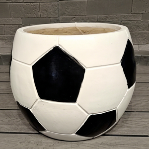 Hot Selling Fiber Clay Football Shaped Hand Carved Durable Lightweight Flower <b>Pots</b> Elegant Planter for Garden Decor - Product Image 1