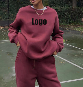 Custom Logo Sportswear Sweatsuit Workout Fitness Fleece Plus Size Sweatshirt and <b>Sweatpants</b> Jogger Sets Tracksuit for Women - Product Image 1