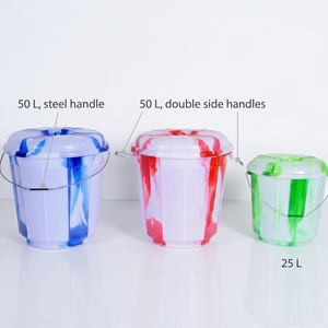 Seau en plastique PP de 25 L avec couvercle, design marbré blanc et rouge, récipient de stockage alimentaire pour la cuisine, fabriqué en Inde - Product Image 2