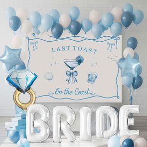 Decoraciones para Despedida de Soltera 'Last Toast on the Coast', Kit de Guirnalda de Globos Azules para Despedida de Soltera, Globos con Letras 'BRIDE' y Anillo de Diamantes - Product Image 1