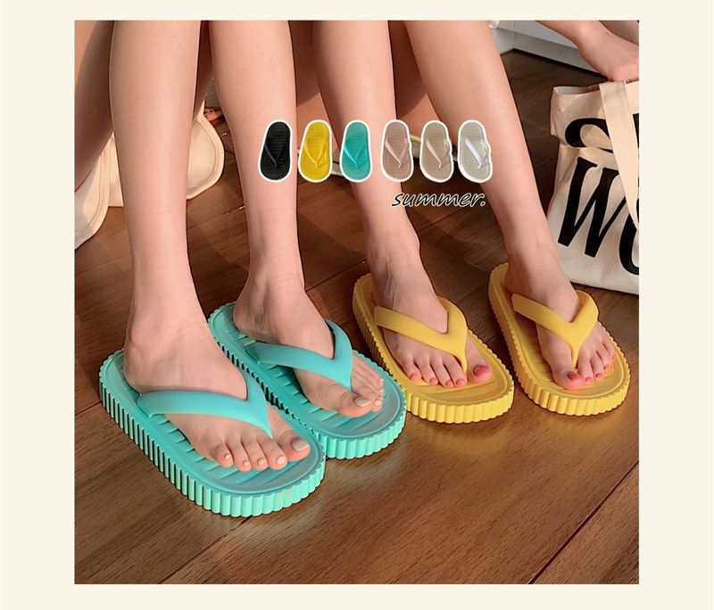 Summer Holiday Students Outdoor Beach Flip-flops Slippers Solid Color Flat Flip Flops