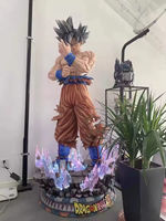 Sculpture en résine grandeur nature de Goku Ultra Instinct, figurine de collection d'anime Dragon, base LED avec tête interchangeable pour la décoration de boutique