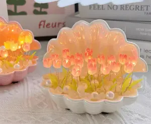 Ever Bright DIY Shell Tulips Night Light Bedroom Decorative Objects For Home