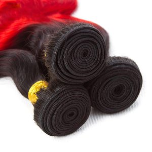 8A Đỏ Bó Sợi Tóc Người Ombre Sóng Cơ Thể Màu Đen Và Đỏ Tía Bó Sợi Tóc Người Màu Đỏ Chưa Qua Chế Biến Brazil Tóc Trinh Nữ - Product Image 2