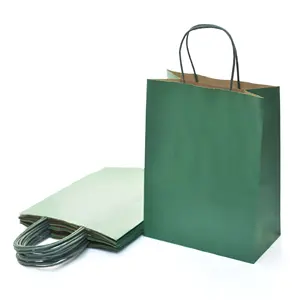 손잡이가있는 새로운 중간 선물 쇼핑 숲 녹색 종이 가방 구매