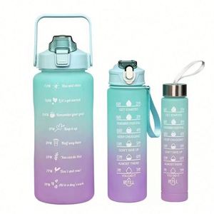Custom New 1pc 2Pcs 3Pcs 1000ml Half Gallon Eco-Friendly BPA Free Leak-Proof Dishwasher Safe Water <b>Bottle</b> Time Marker Straw - Product Image 5