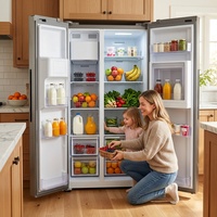 Réfrigérateur-congélateur côte à côte 606L avec distributeur d'eau et de glace, technologie BLDC Inverter Multi Air Cooling pour villas, hôtels et maisons d'hôtes, 50Hz