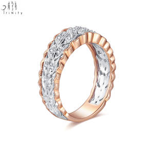 Vente chaude Vintage Design 18K Solide Blanc Et Or Rose Bague Bijoux Réel Diamant Naturel Bague Personnalisée Bijoux Pour Femmes - Product Image 4