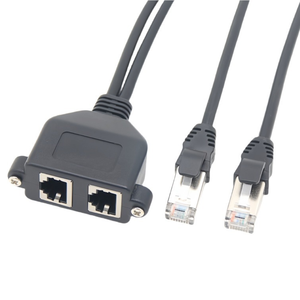 Cable de red Cat6 personalizado por el proveedor, macho a doble hembra RJ45 para montaje en panel - Product Image 1