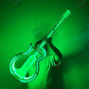 カスタムロゴアクリルギターボトルプレゼンターグロリファイヤーVIPシャンパンワインディスプレイホルダーバーナイトカブ用LEDボトルプレゼンター