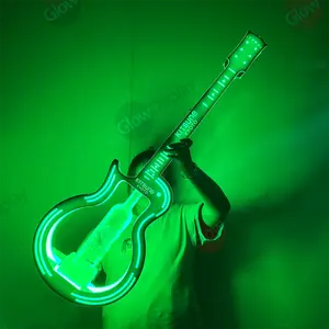 Penyaji Botol Gitar Akrilik Logo Kustom Glorifier VIP Sampanye Pemegang Display Anggur LED Penyaji Botol untuk Bar Night Cub