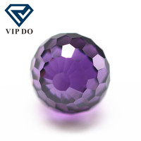 Perles rondes à facettes de 3mm-12mm, améthyste/d-améthyste, zircone cubique, boule à facettes synthétiques, perles en pierre CZ avec trou de perçage
