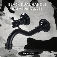 Robinet de bain et de douche à double poignée en laiton au design moderne noir mitigeur de robinet de salle de bain mural