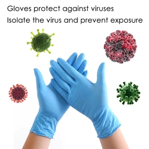 Hot sale CE FDA backing Flexible wear-resistant Durable acid disposable Nitrile gloves blue - Product Image 5