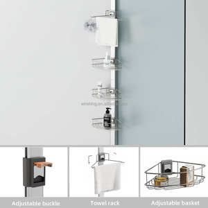 WIREKING 74-106 pouces – Support de douche réglable en aluminium, lot de 4, avec barre télescopique, organisateur d'angle pour salle de bain - Product Image 6