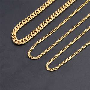 Chaîne cubaine en laiton plaqué or 24 carats Jxx, 45/60 cm, collier tendance pour hommes et femmes, cadeau - Grande vente - Product Image 1