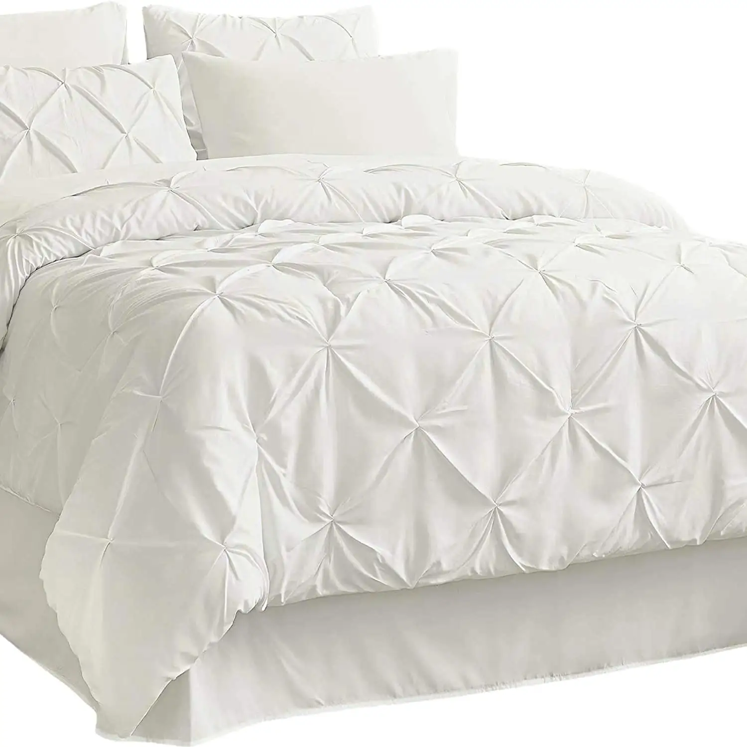 Roupa de cama confortável, conjunto de cama com espalhador de cama branco