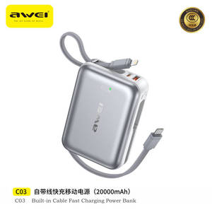 AWEI 20000mAh 고출력 리튬 폴리머 배터리 휴대용 30W 45W 고속 충전 파워뱅크 LED 디스플레이 백분율 표시 - Product Image 6