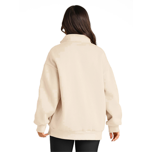 Sweat surdimensionné pour femmes personnalisé de haute qualité automne mode à capuche demi-fermeture éclair pull chemise à manches longues vêtements - Product Image 4