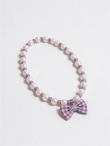 <span class=keywords><strong>Collar</strong></span> para Gato y Perro, Nuevo y Elegante, con Colgante de Lazo a Cuadros Morado - Product Image 3