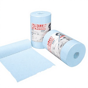 Krclean <b>Blue</b> Plain Style Paper Wipes <b>Roll</b> Absorbent <b>Kitchen</b> Towels Multipurpose Cleanroom Wipes Vietnam Wholesale Direct Factory - Product Image 1