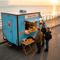 Remorque alimentaire commerciale avec fenêtre de service, plancha à gaz et comptoir pour la vente de maïs soufflé, pour la rue des Plages de Californie