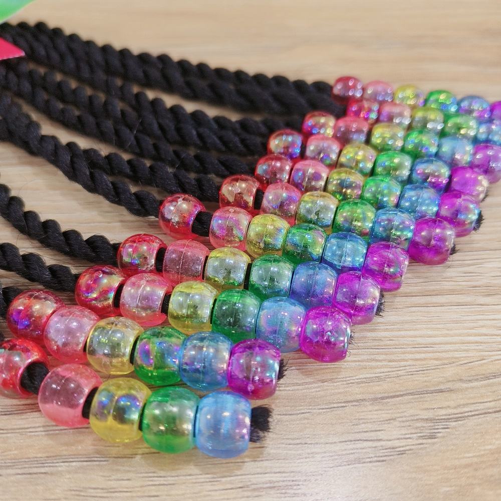 12 Strands/pc Synthetic Hair Braid Twist Hair Kid Ponytail with Bowknot with Colorful Beads for Kids Party Hair Accessories