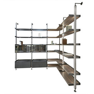 Étagère de présentation en aluminium de luxe |   Étagère modulaire personnalisée avec éclairage LED, placage en bois massif, étagères écologiques pour salon - Product Image 4