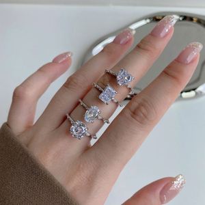 Dylam High Fine Jewelry S925 Silver Hypoallergenic Rhodium Plated 8A Crushed <b>Iced</b> Out Cut Cubic Zirconia Heart Wedding <b>Ring</b> - Product Image 6