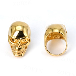 Anillo de Calavera de Jefe Indio Gótico de Acero Inoxidable Chapado en Oro de 18K para Hombre y Unisex, con Pluma 3D y Tocado, Estilo Atrevido, Biker, Punk, Hip Hop, para Uso Diario - Product Image 2
