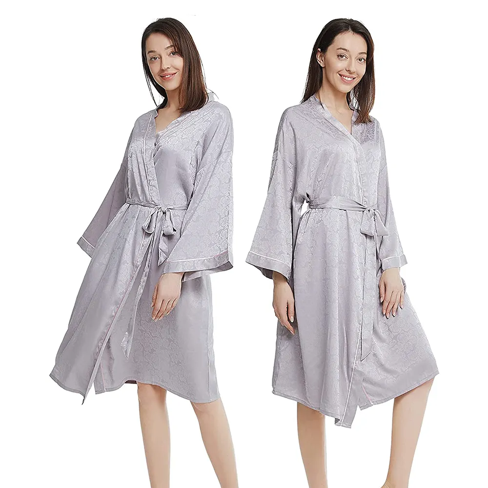 OEM ladies night wear Silk Night Robe Custom women bathrobe sleepwear pajamas night wear