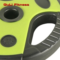 Guli Fitness haltères plaques de poids vert Standard Gym réglable double poignée EZ poignée PVC enduit gymnastique à domicile vente en gros Fit barre de pompe
